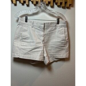 J. Crew Women's Size 4 Striped Tailored Shorts Beige Blue Casual Office Summer